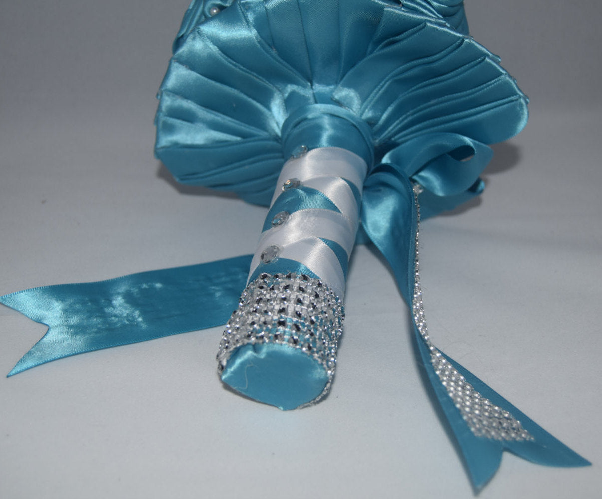 Blue and White Wedding Brooch Bouquet