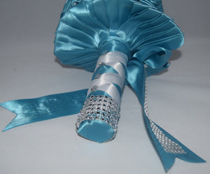 Blue and White Wedding Brooch Bouquet