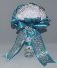 Load image into Gallery viewer, Blue and White Wedding Brooch Bouquet
