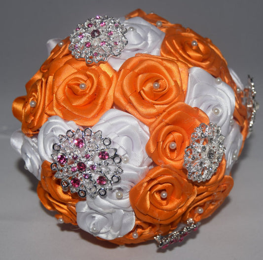 Orange and White Brooch Bouquet
