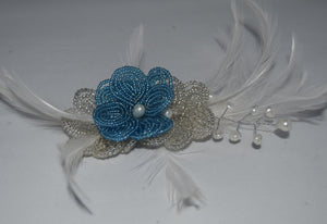 Freshwater Pearl Blue and Silver Beaded Comb