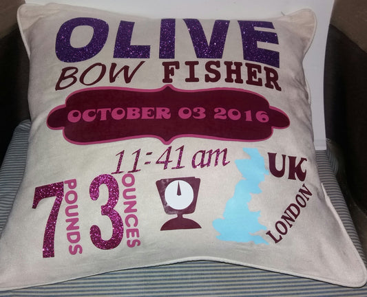Birth Statistic Pillow