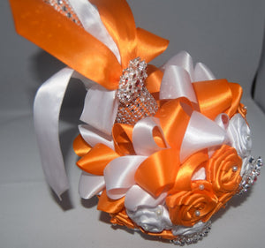 Orange and White Brooch Bouquet
