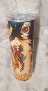 Tattoo Fabric 20oz Day of the Dead Tumbler