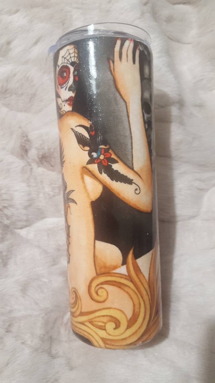 Tattoo Fabric 20oz Day of the Dead Tumbler