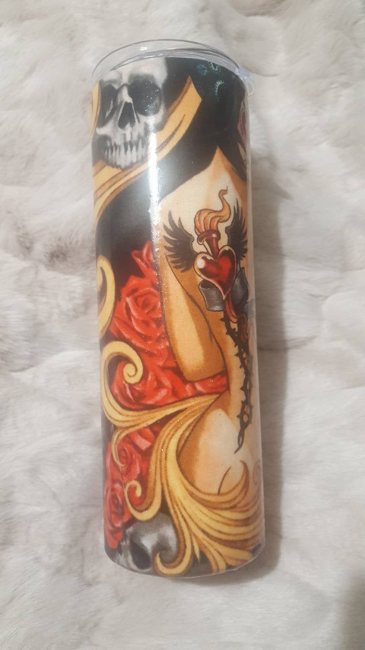 Tattoo Fabric 20oz Day of the Dead Tumbler