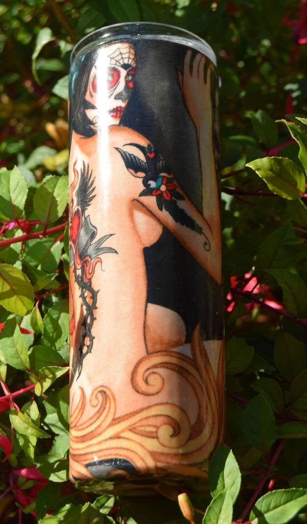 Tattoo Fabric 20oz Day of the Dead Tumbler