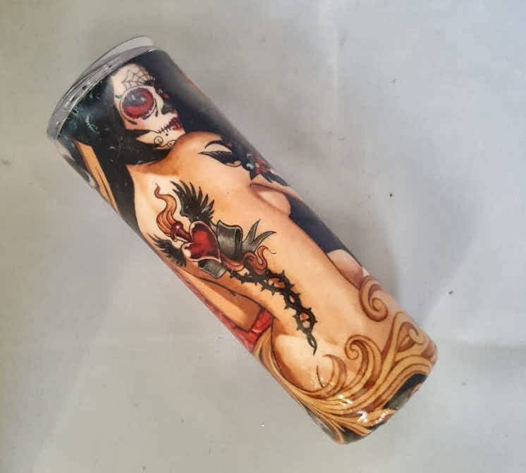 Tattoo Fabric 20oz Day of the Dead Tumbler