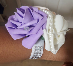 Peach Violet and Ivory Bouquet Set