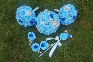 Blue and Bling Bouquet Set
