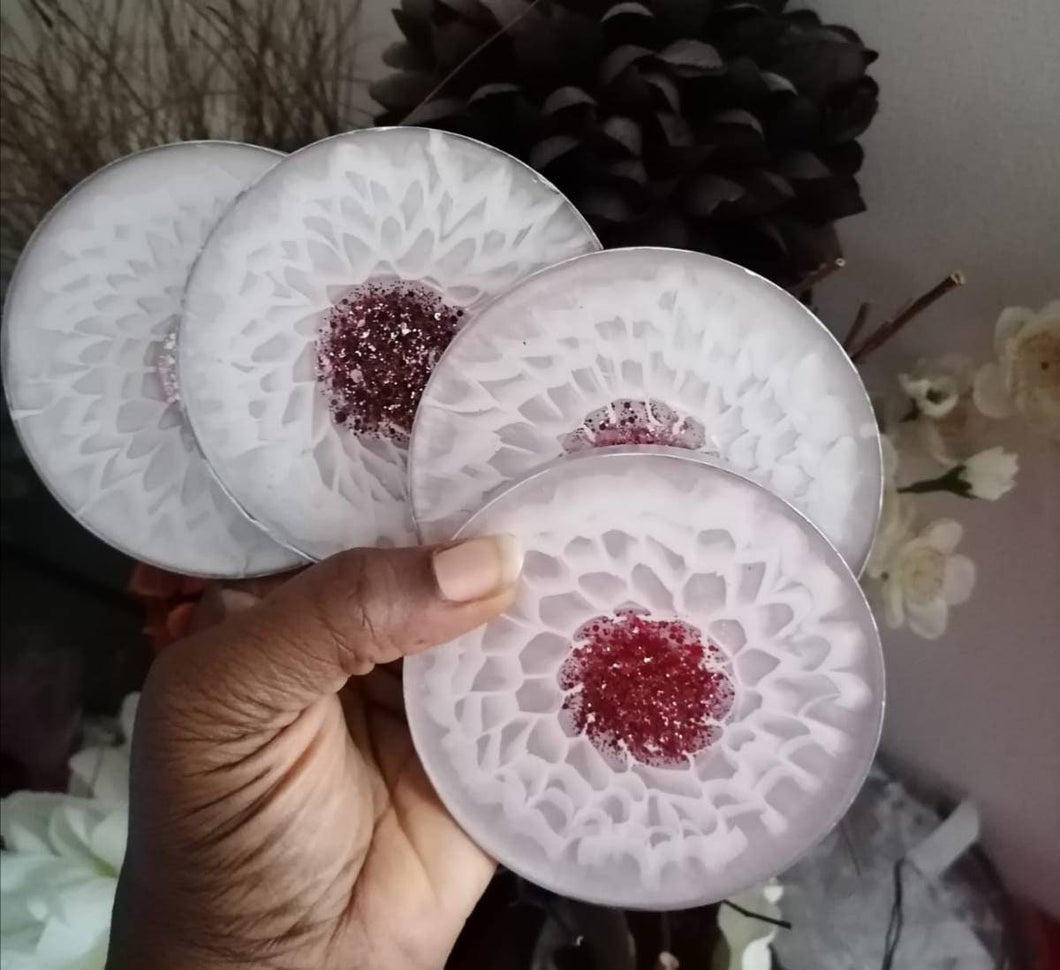 Set of 4 flower resin Coasters