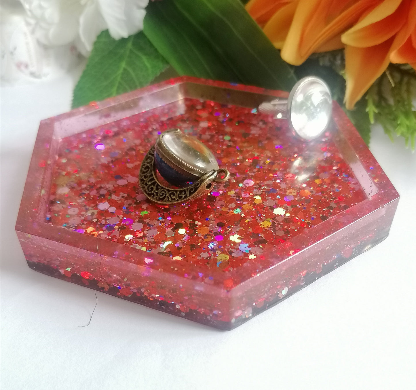 Jewellery glitter dish, coin tray, custom keepsake order, trinket dish