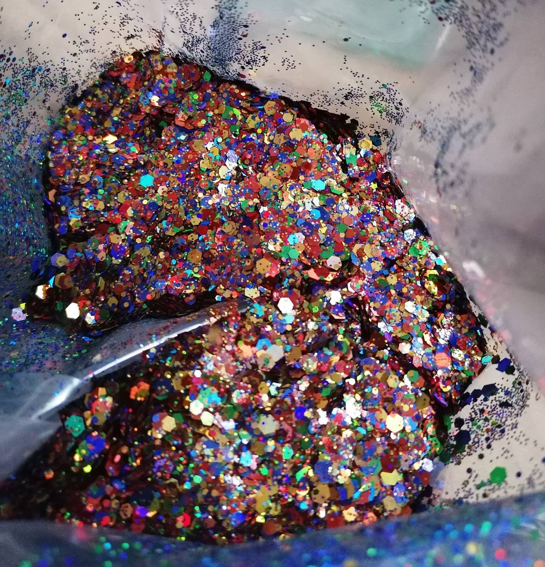Rainbow chunky glitter mix
