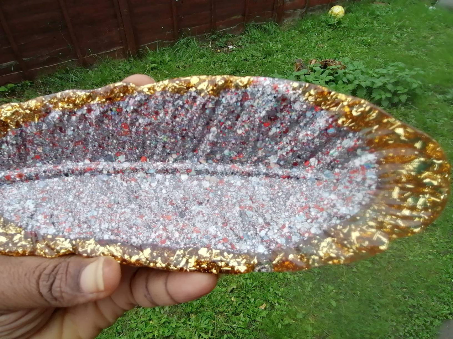 Gold silver mix glitter trinket tray -