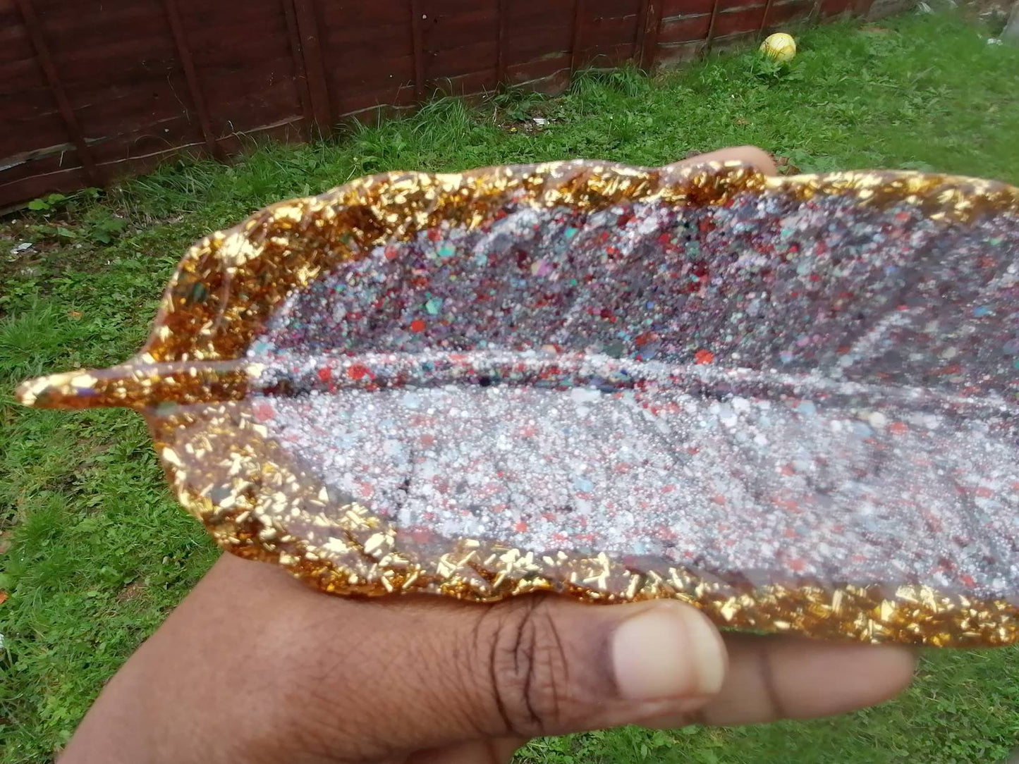 Gold silver mix glitter trinket tray -