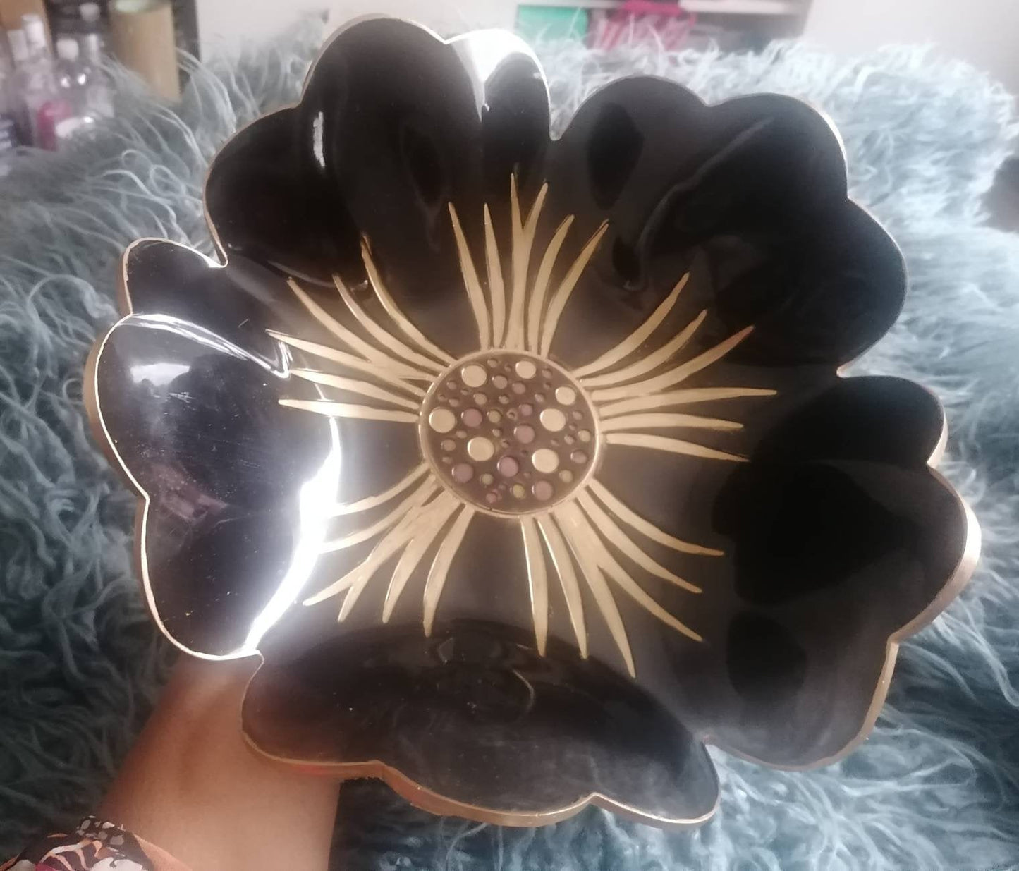 Black Gold Resin Platter bowl and set of 4 matching coasters
