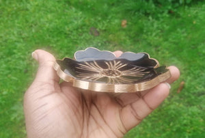 Black Gold Resin Platter bowl and set of 4 matching coasters