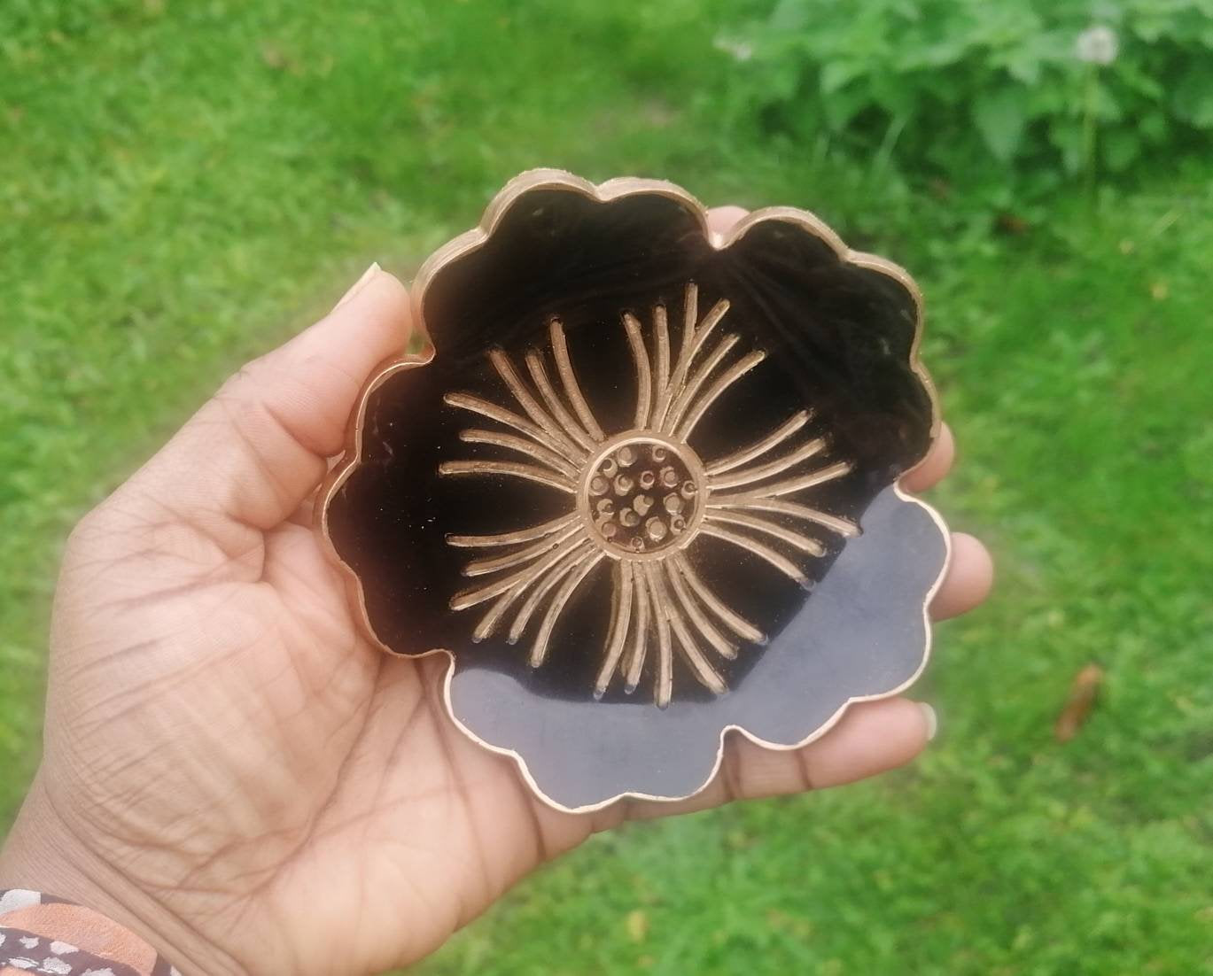 Black Gold Resin Platter bowl and set of 4 matching coasters