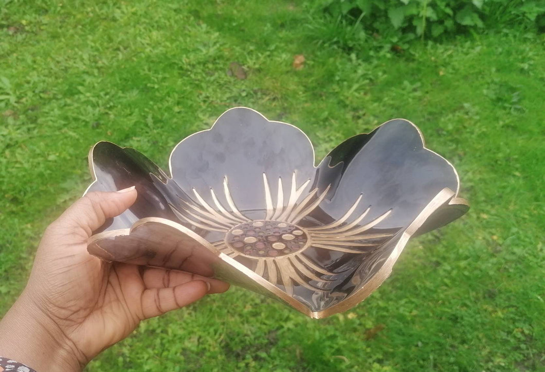 Black Gold Resin Platter bowl and set of 4 matching coasters