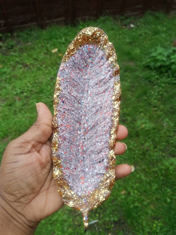 Gold silver mix glitter trinket tray -