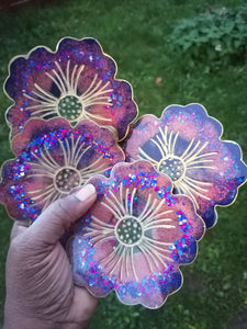 Purple and Gold set of 4 Resin Coasters