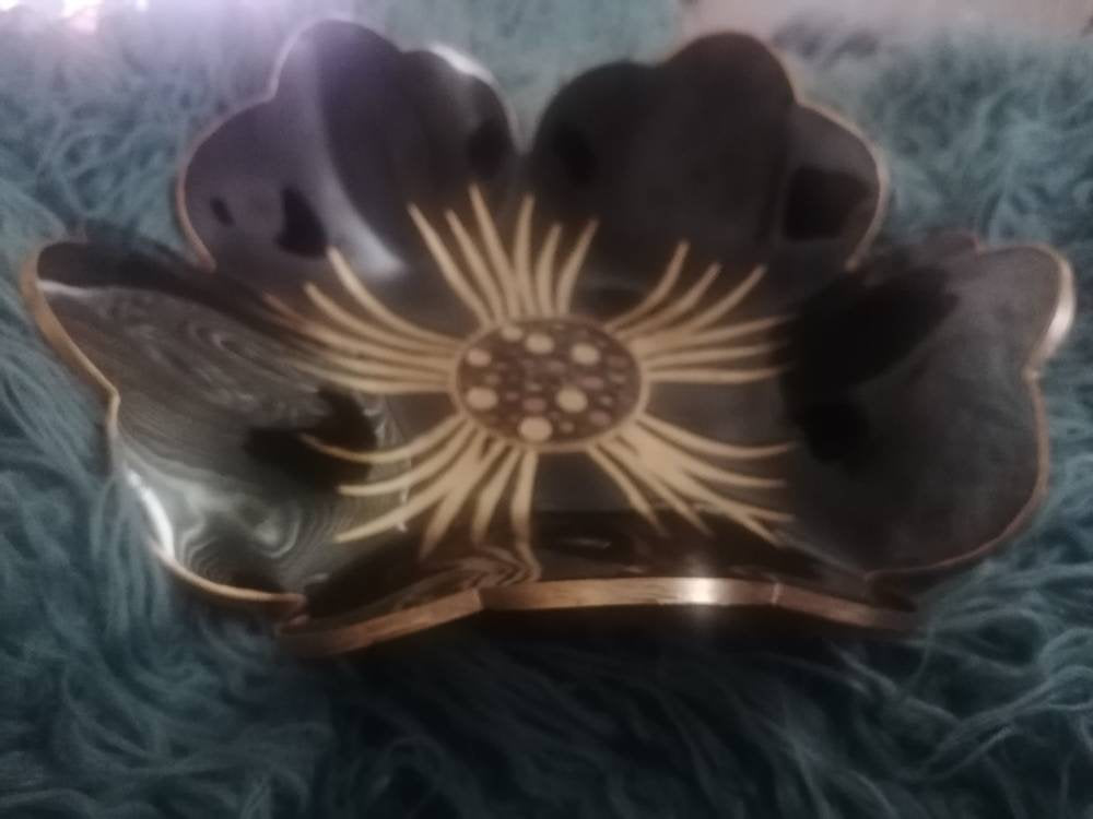 Black Gold Resin Platter bowl and set of 4 matching coasters