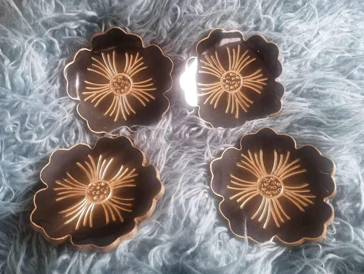 Black Gold Resin Platter bowl and set of 4 matching coasters