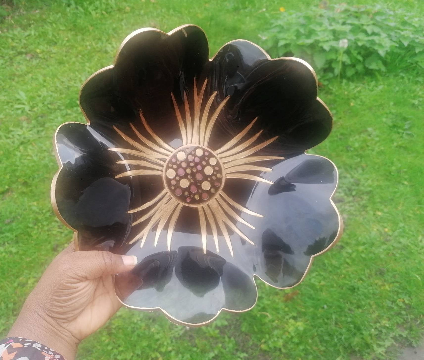 Black Gold Resin Platter bowl and set of 4 matching coasters