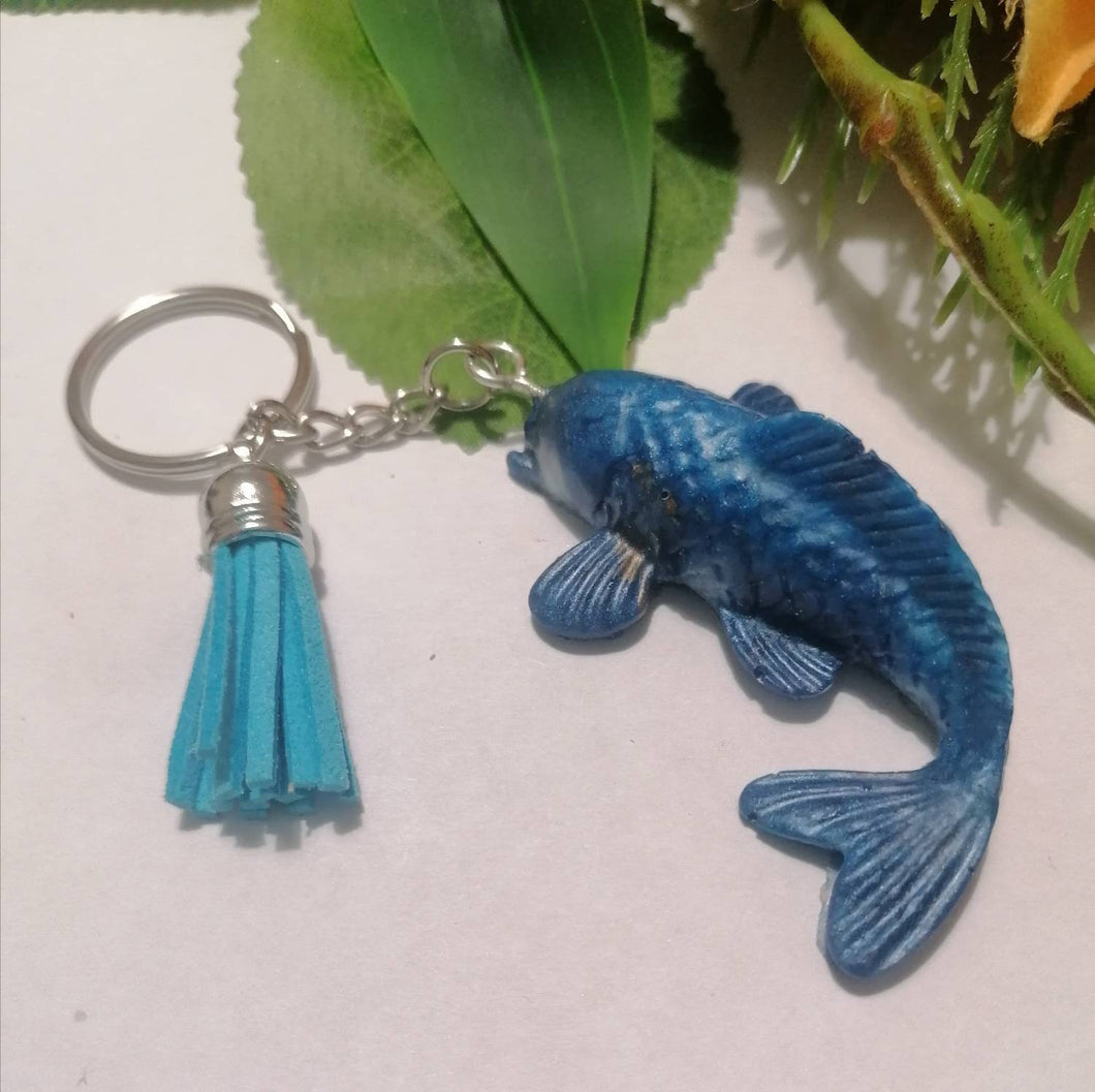 Blue Koi Fish keyring
