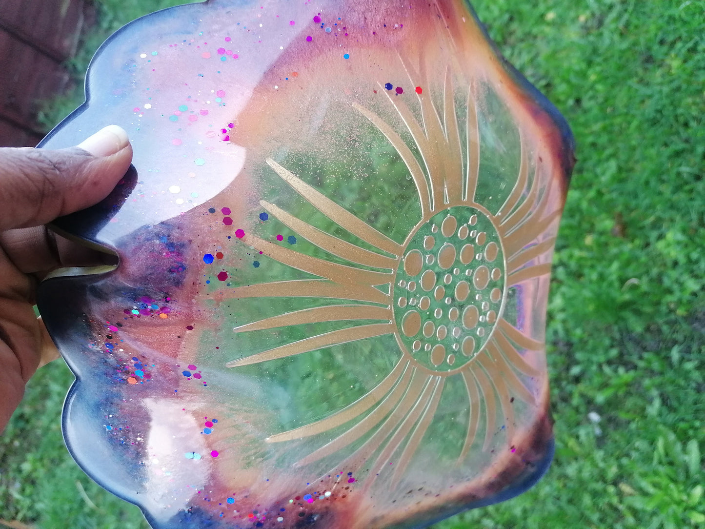 Purple and Gold set of 4 Resin Coasters