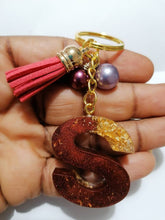 Load image into Gallery viewer, Personalised Letter S gold flake keyring
