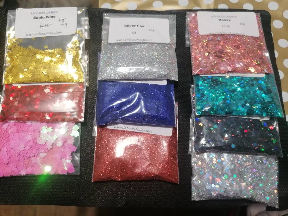 Glitter grab bag - 10 bags of assorted glitter