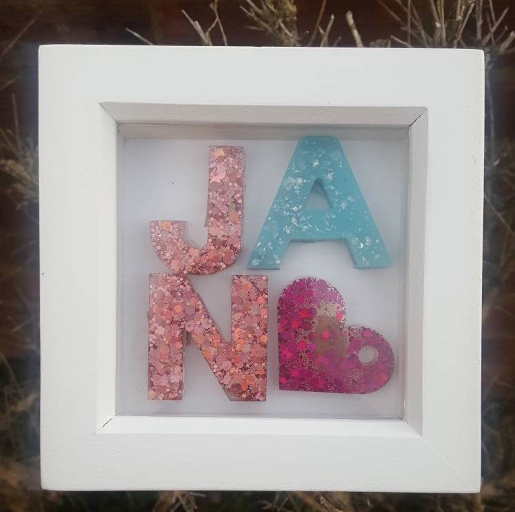 LOVE letters in box frame, Valentine gift, Resin art framed letters, LGBTQ gift