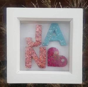 LOVE letters in box frame, Valentine gift, Resin art framed letters, LGBTQ gift