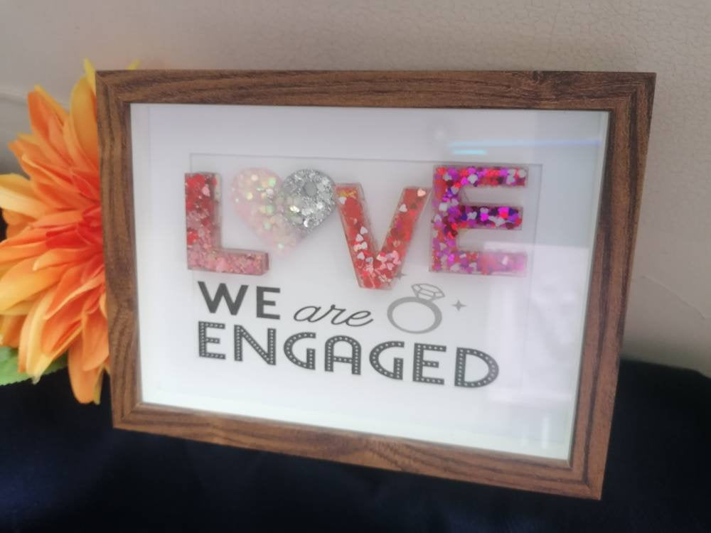 Engagement Present - We are engage - LOVE frame - Valentine gift