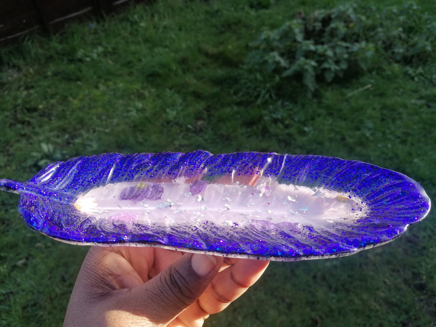 Purple Lilac glitter trinket tray -