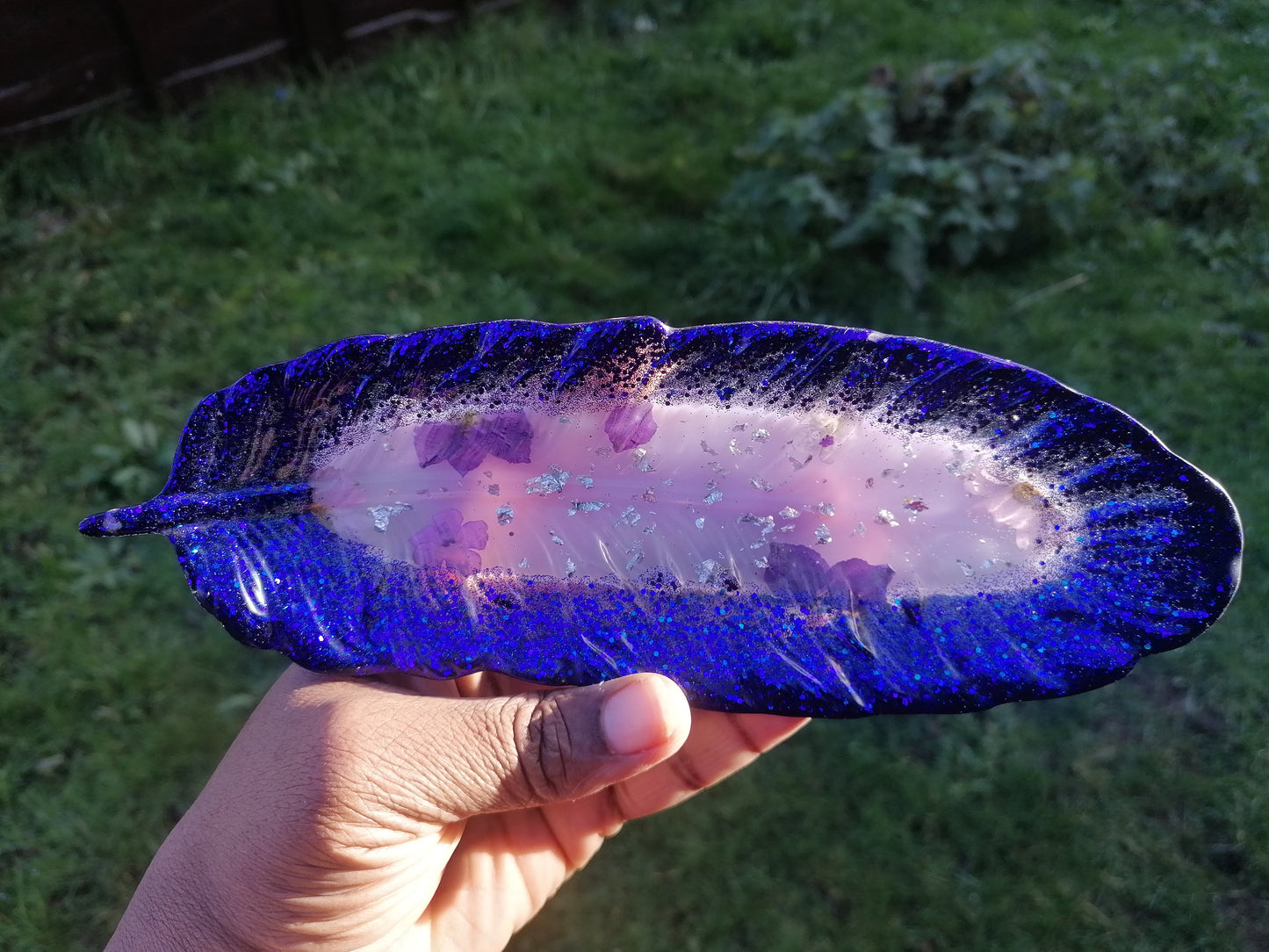 Purple Lilac glitter trinket tray -