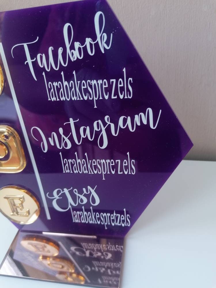 Hexagon Trio Social Media Sign, Business Social Media Sign