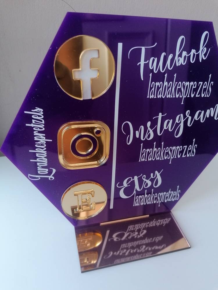 Hexagon Trio Social Media Sign, Business Social Media Sign
