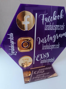 Hexagon Trio Social Media Sign, Business Social Media Sign