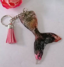 Load image into Gallery viewer, Mermaid Tail keychain with Charm - stocking filler - Custom order welcome - Any colour
