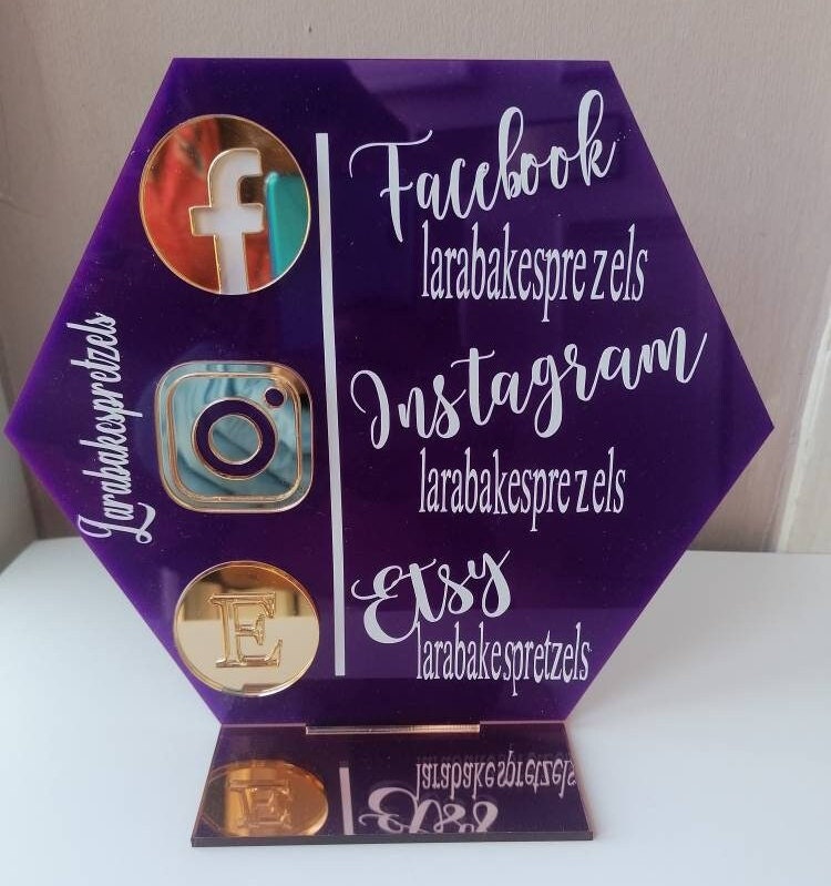 Hexagon Trio Social Media Sign, Business Social Media Sign
