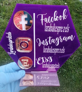 Hexagon Trio Social Media Sign, Business Social Media Sign