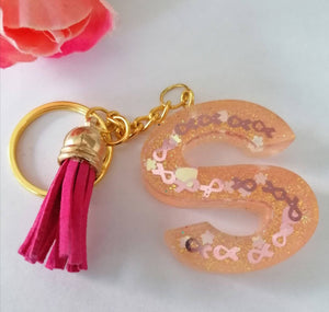 BREAST Cancer Awareness Letter S keychain