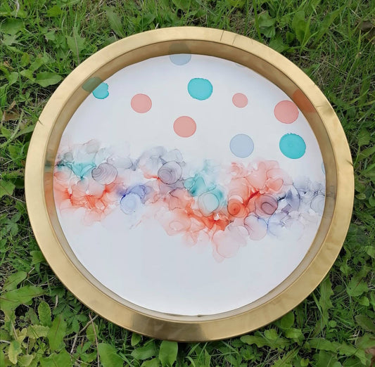 Brass alcohol ink metal tray