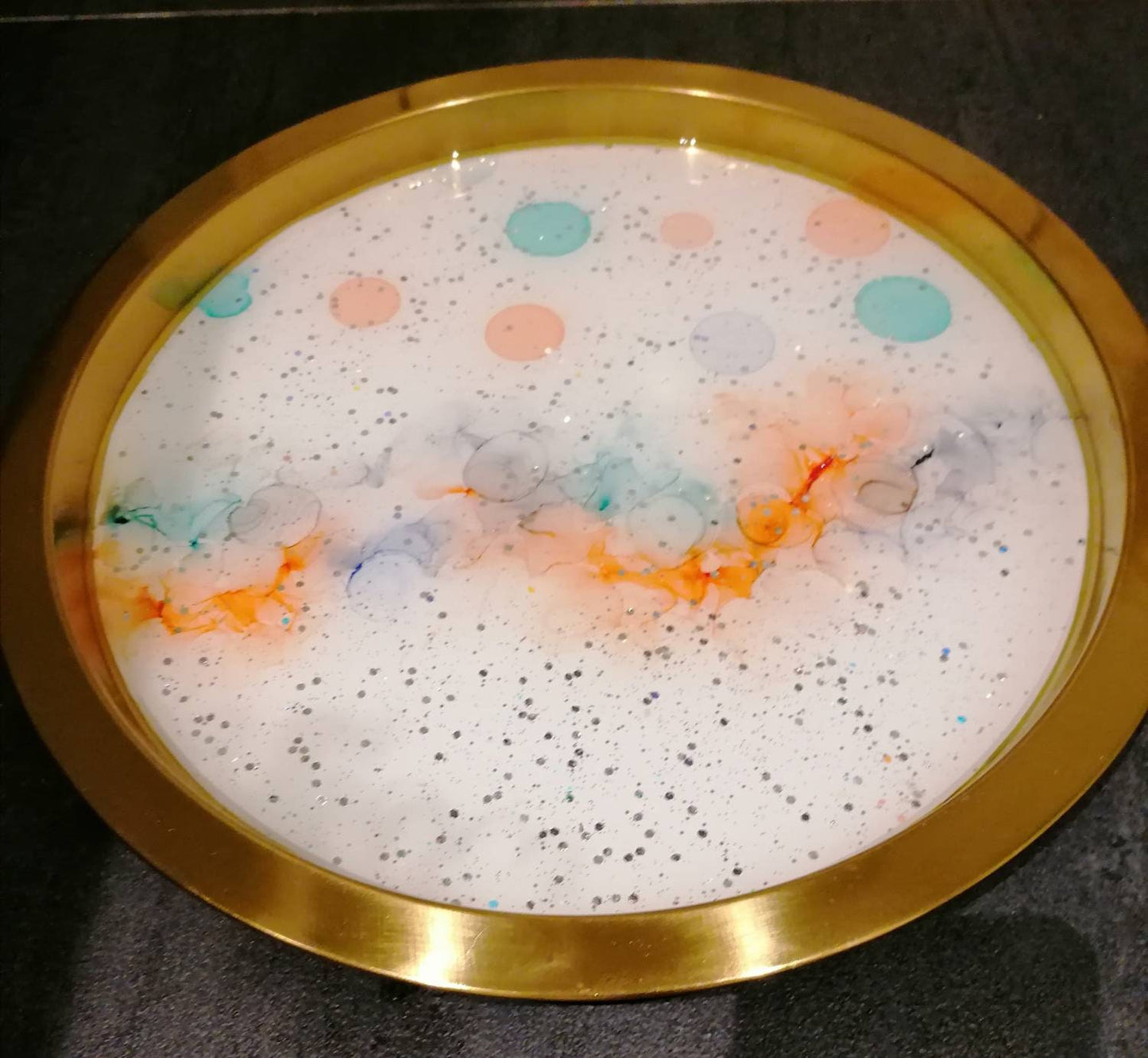 Brass alcohol ink metal tray