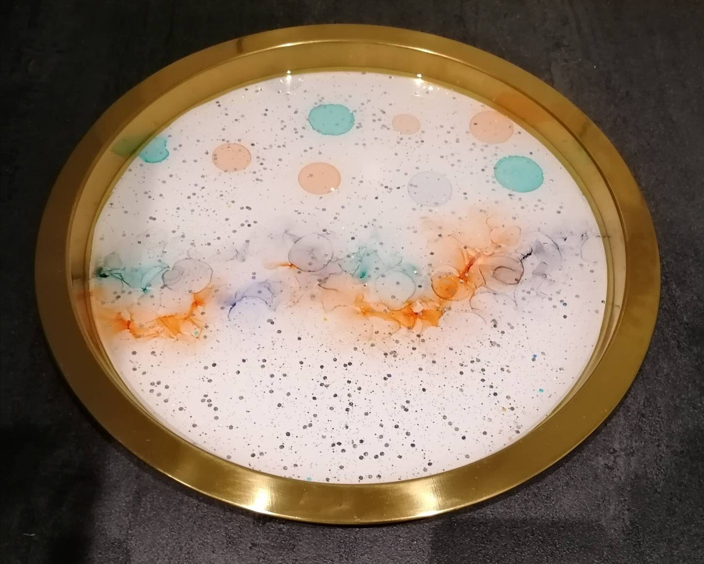 Brass alcohol ink metal tray