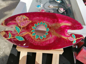 Pink Handpainted Wine Butler
