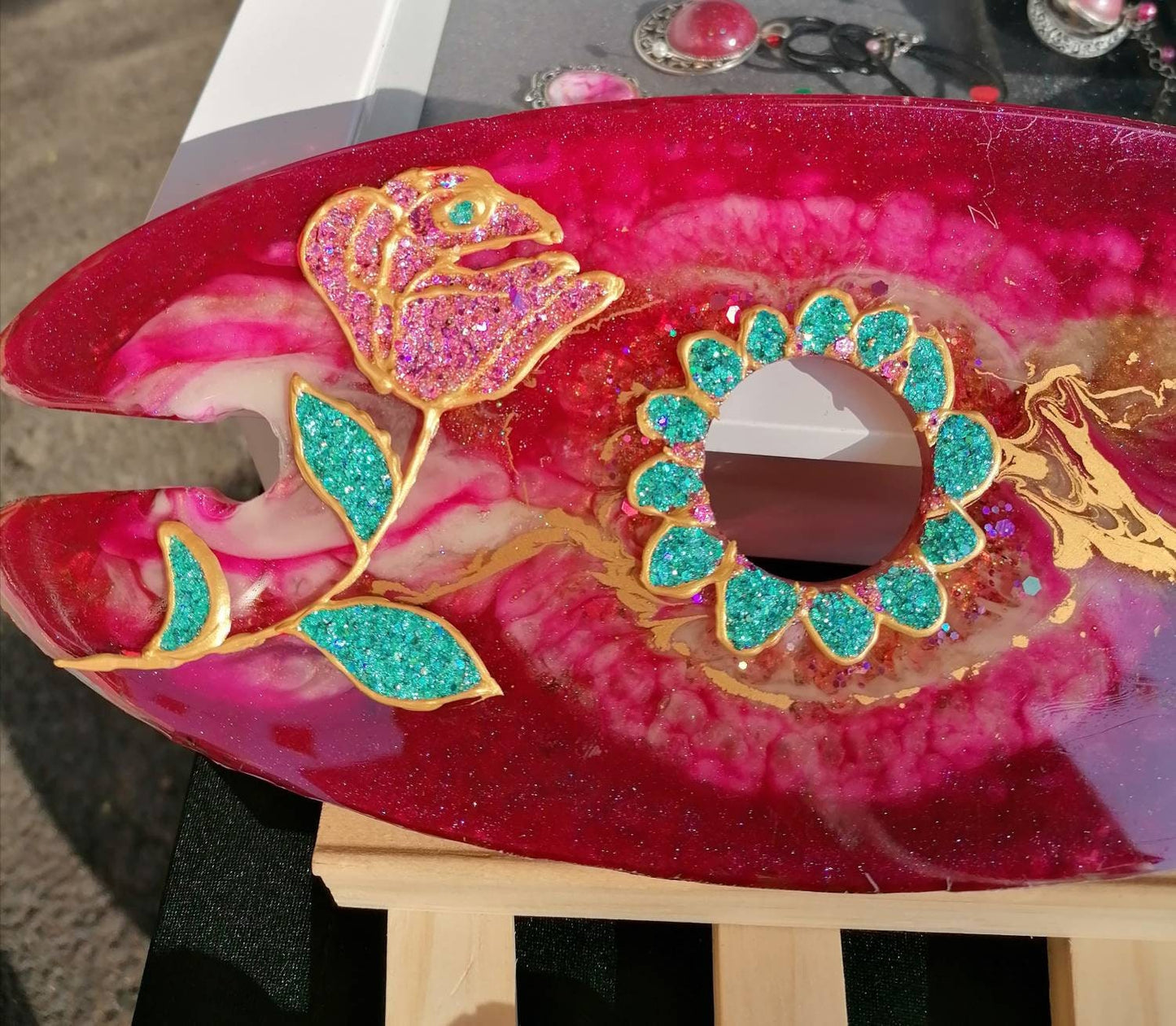 Pink Handpainted Wine Butler