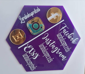 Hexagon Trio Social Media Sign, Business Social Media Sign